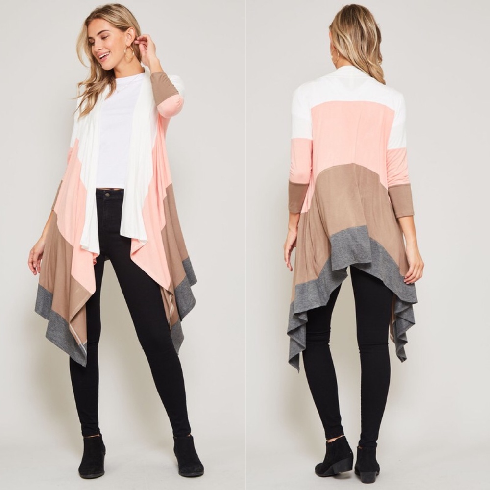 KARA Colorblock Cardigan - Peach mix